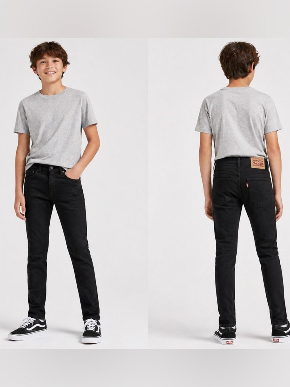Levi’s Boys' 510 Skinny Fit Performance Jeans Black Denim Stretch Size 14R | NWT